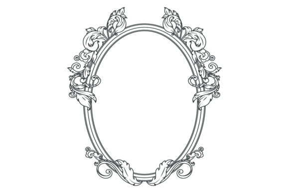 Antique Round Frame. Decorative Baroque Graphics
