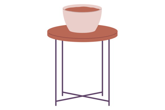 Ceramic Pot on Decorative Table. Home Ga Graphics