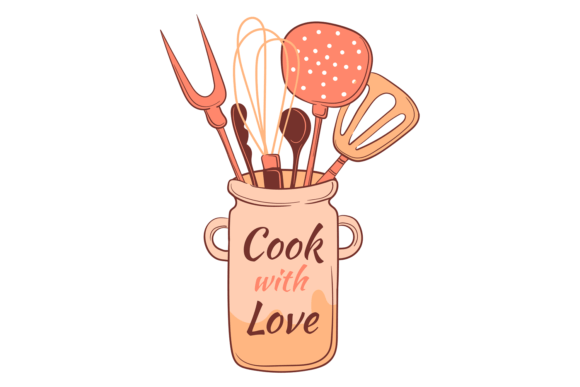 Cook with Love Decorative Lettering. Cut