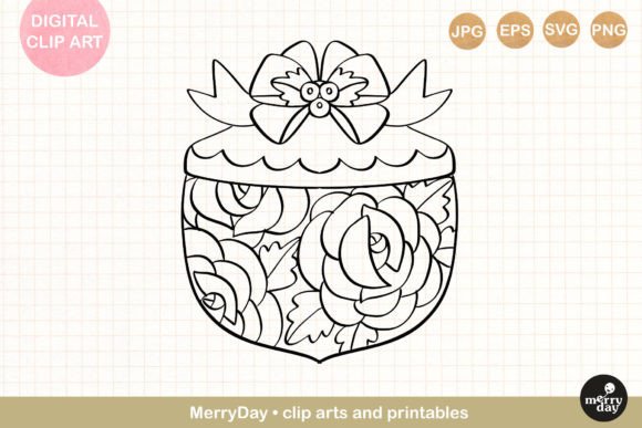 Decorative Acorn Ornament Line Art Graphics