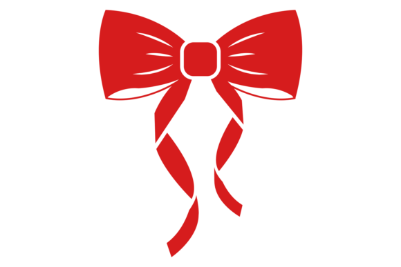 Decorative Bow Icon. Red Decorative Ribb Graphics