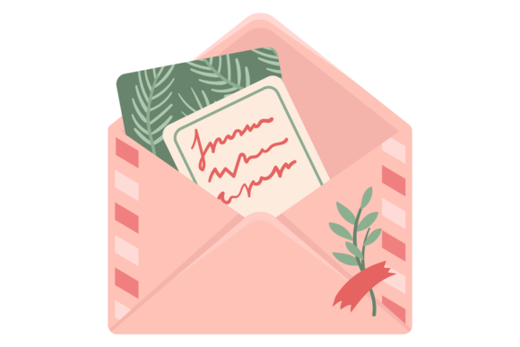 Decorative Envelope with Greeting Card O: Graphics and Illustrations