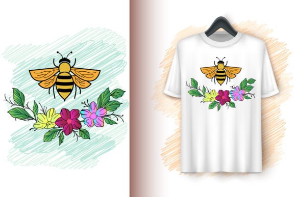 Decorative Flowers Bouquet and Bee