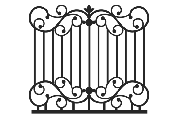 Decorative Iron Gate. Ornate Black Vinta Graphics