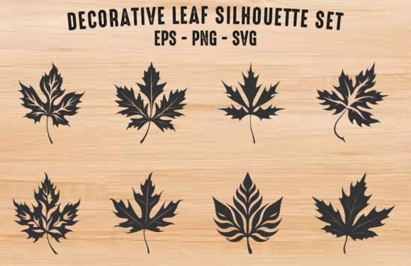 Decorative Leaf Silhouette Vector Bundle: Graphics for Local Business Branding