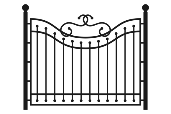 Decorative Metal Lattice Fence. Iron Bla Graphics