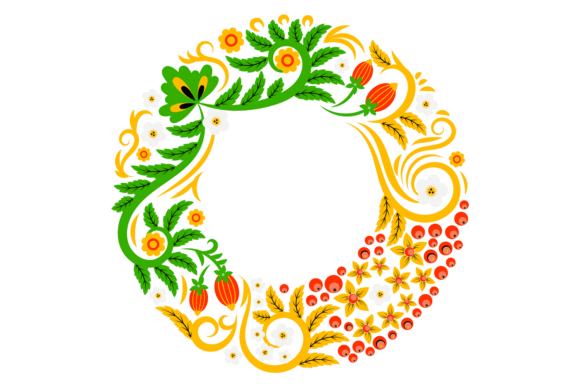 Decorative Ornate Wreath. Botanical Colo