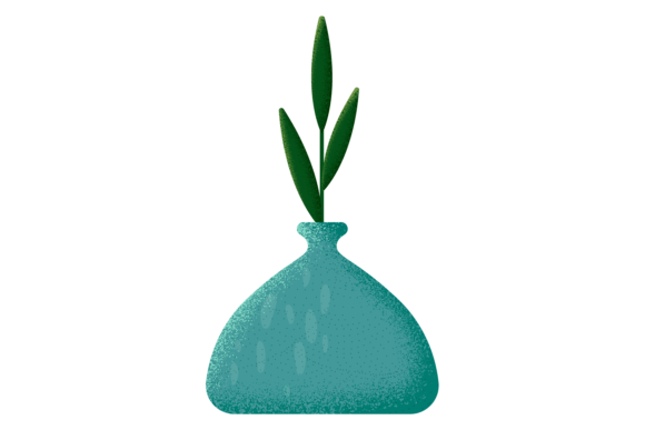 Decorative Vase with Green Plant Branch Graphics