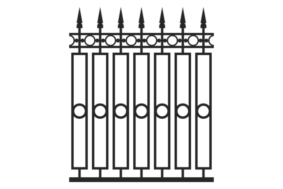 Metal Fence with Decorative Ornament. Ir