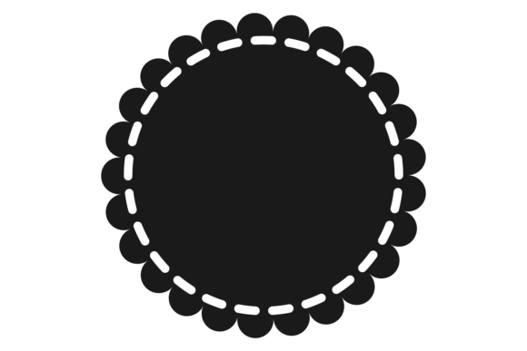 Round Decorative Label. Black Shape. Graphics
