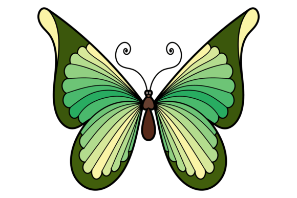 Spring Moth. Decorative Green Butterfly. Graphics & Illustrations