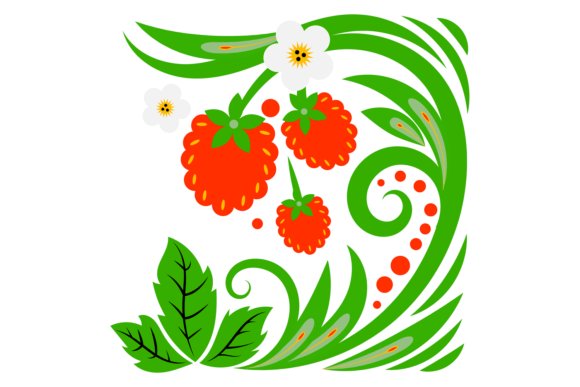 Stylized Berry Branch Decorative Element: Graphics & Illustrations